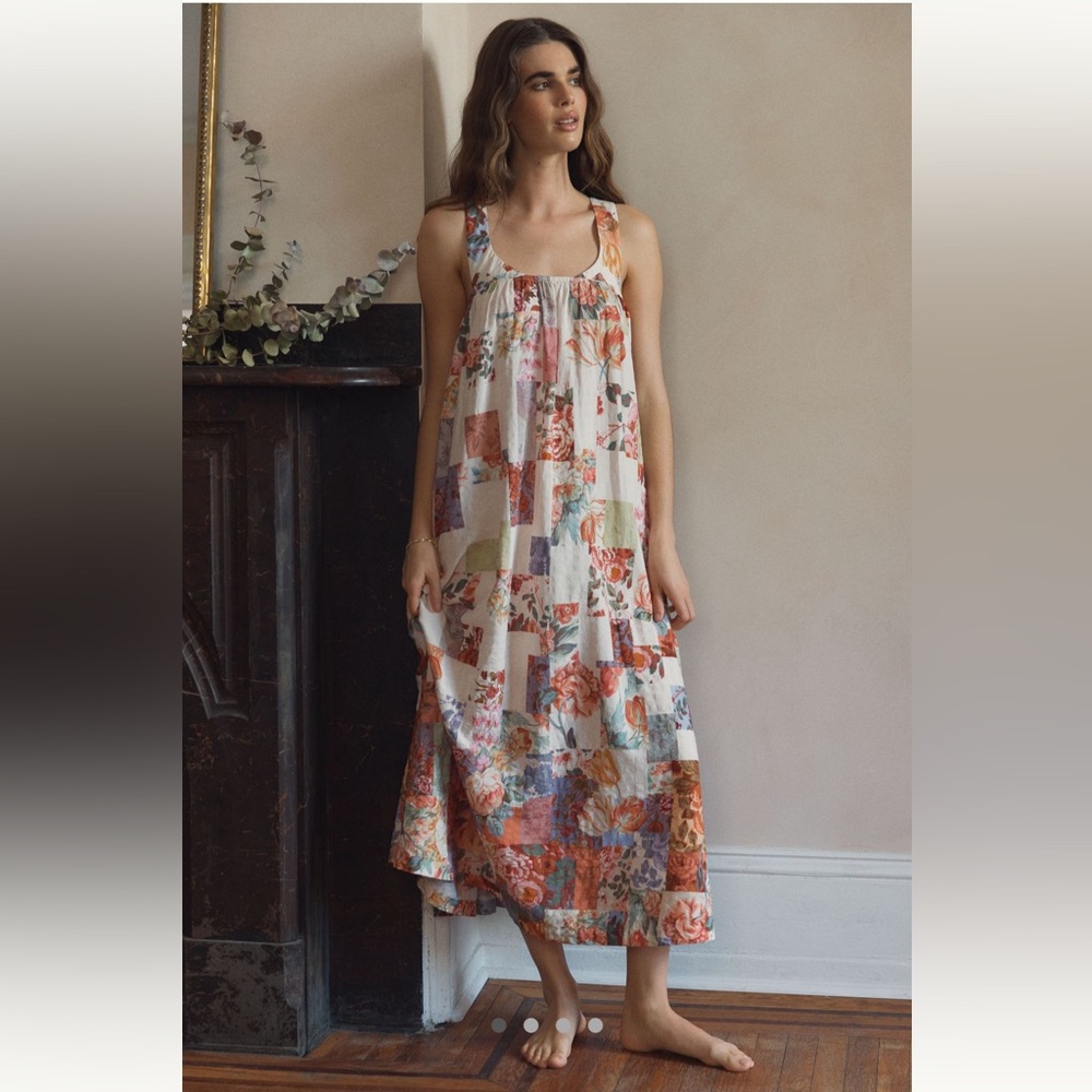 Anthropologie LyreBird Printed Tie-Back Midi Dress - Size L - BNWT